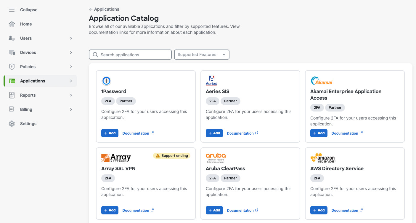 Figure 2. Application Catalog