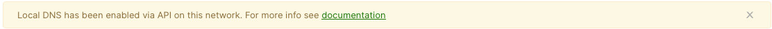 Figure 1. "Local DNS has been enabled" banner.