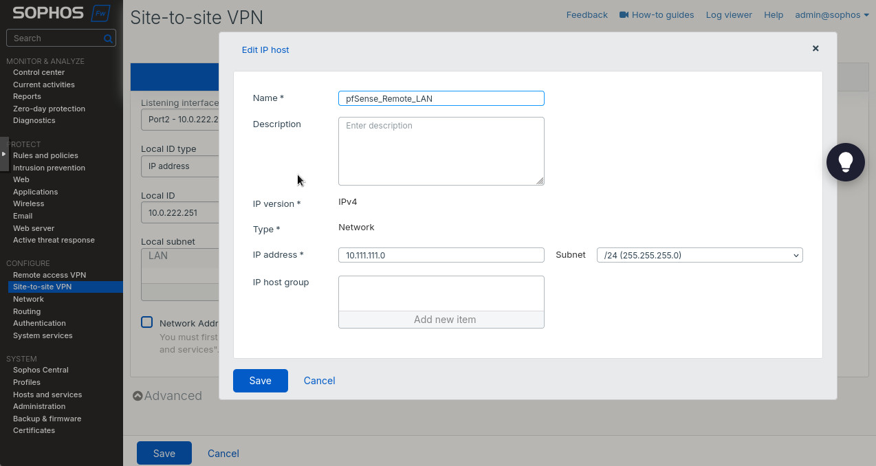 Figure 9. Creating remote subnet.